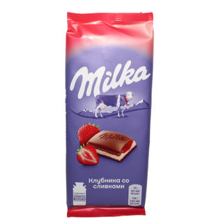 Шоколад Милка молочный Клубника со сливками 85г